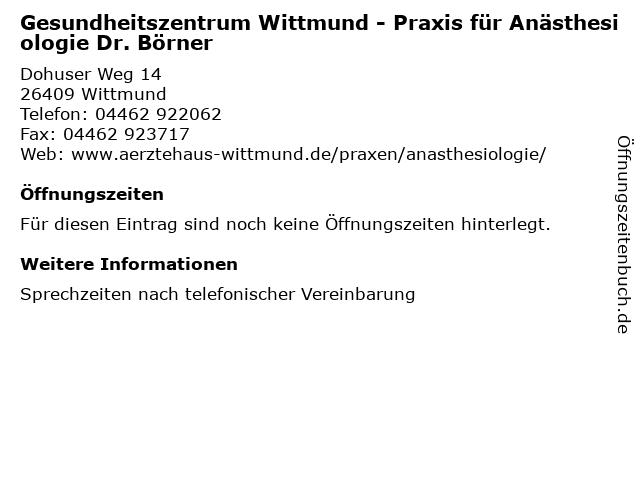 Impressum Gesundheitszentrum Wittmund Impressum Gesundheitszentrum Wittmund